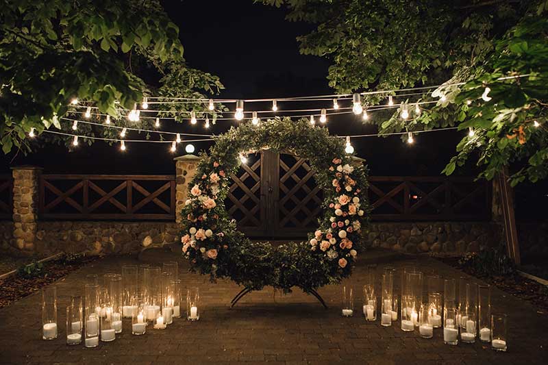 Decoração de casamento com luzinhas e velas